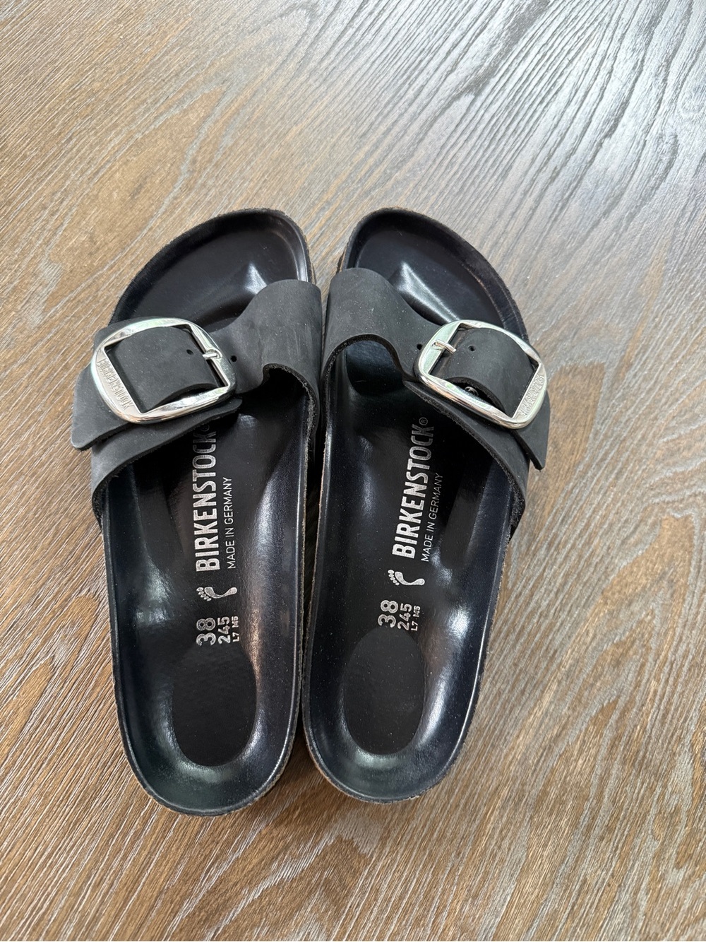 Birkenstock Black Single Buckle Slide Sandals 38/7.5-8